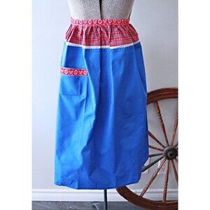 Apron Vintage Aprons Half Apron Blue 1 Pockets Cotton Long